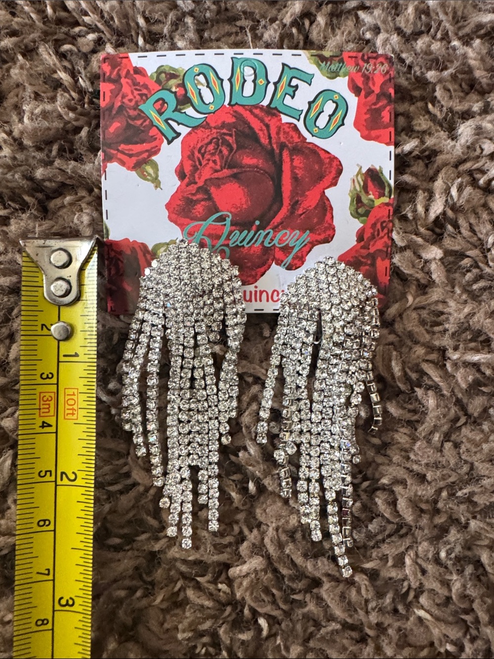 Rodeo Quincy Silver Crystal Tassel Earrings